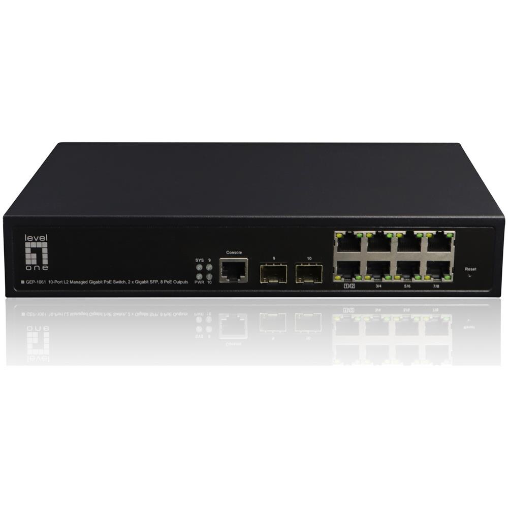 GEP-1061 switch di rete Gestito L2 Gigabit Ethernet (10/100/1000) Supporto Power over Ethernet (PoE) Nero - Foto 1