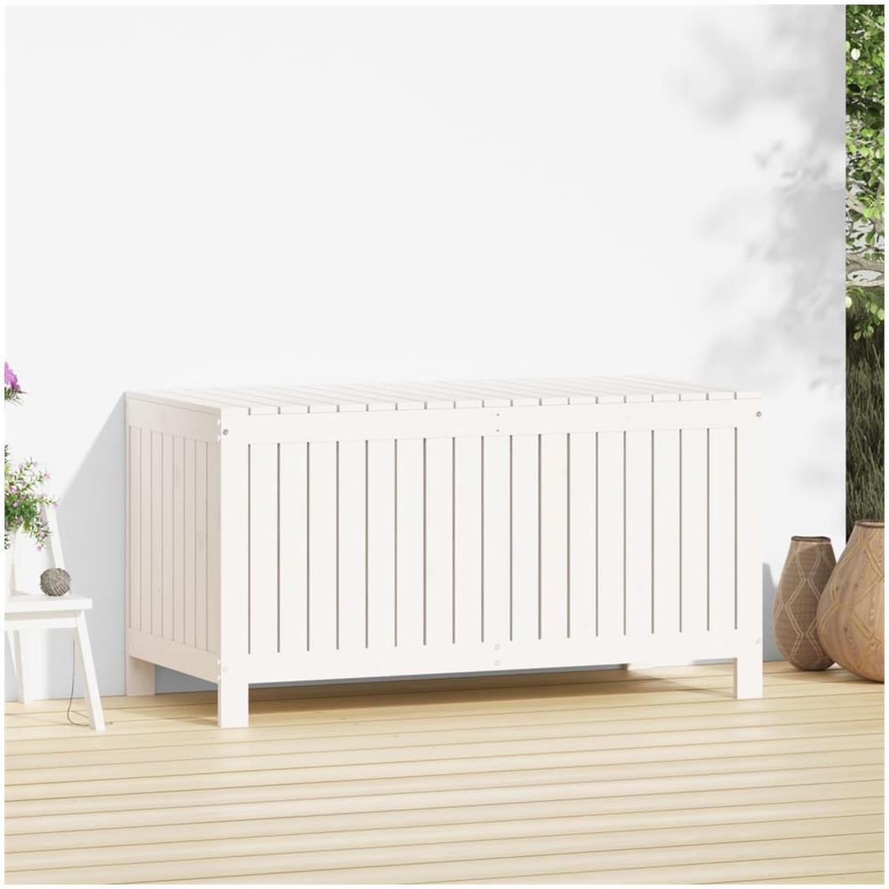 Contenitore Da Giardino Bianco 121x55x64 Cm Legno Massello Pino - Foto 2