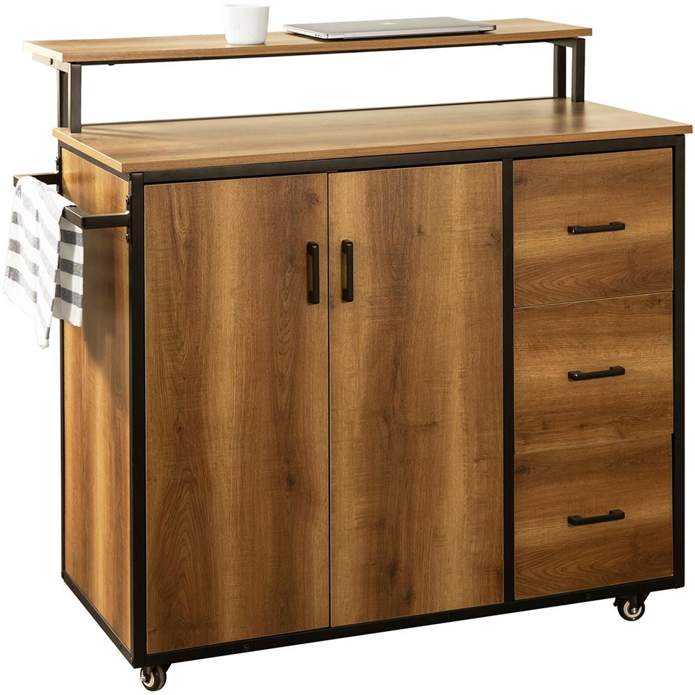 Carrello Cucina,credenza, Penisola Cucina Con Ruote Stile Vintage Marrone, Knl02-pf - Foto 1