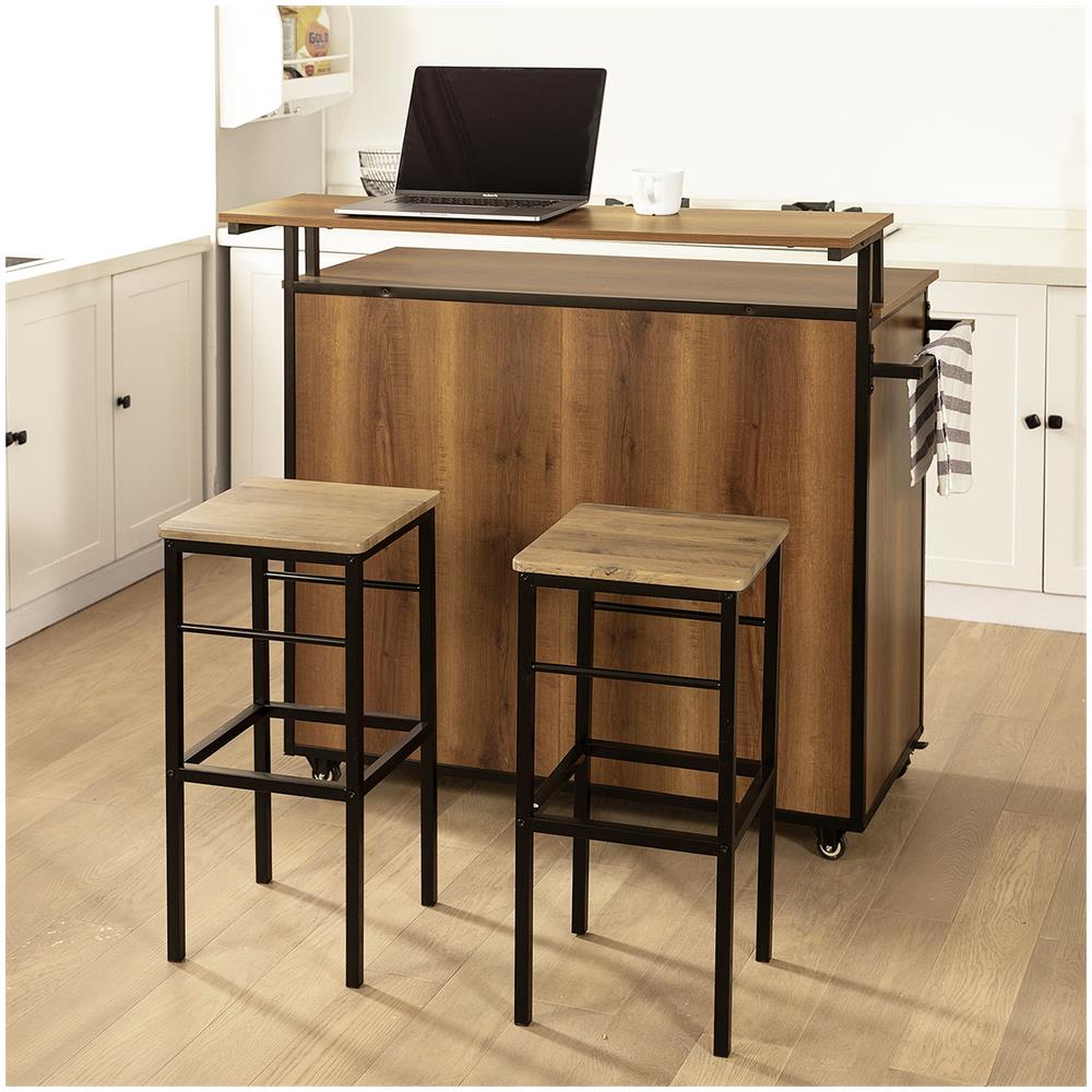 Carrello Cucina,credenza, Penisola Cucina Con Ruote Stile Vintage Marrone, Knl02-pf - Foto 7