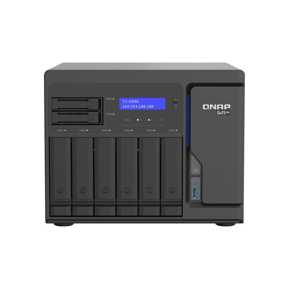 Qnap Ts-h886 Nas Chassis Tower Xeon D-1602 3.2ghz Ram 8gb-8 Bay Hdd /ssd 2.5"" / 3.5"" 2 Slot M. 2-lan 10/100/1000/2500 Mbps Black - Foto 1