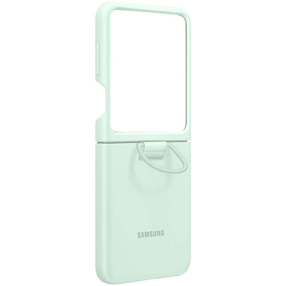 Case With Ring Originale Per Samsung Galaxy Z Flip5 In Silicone Mint - Foto 1