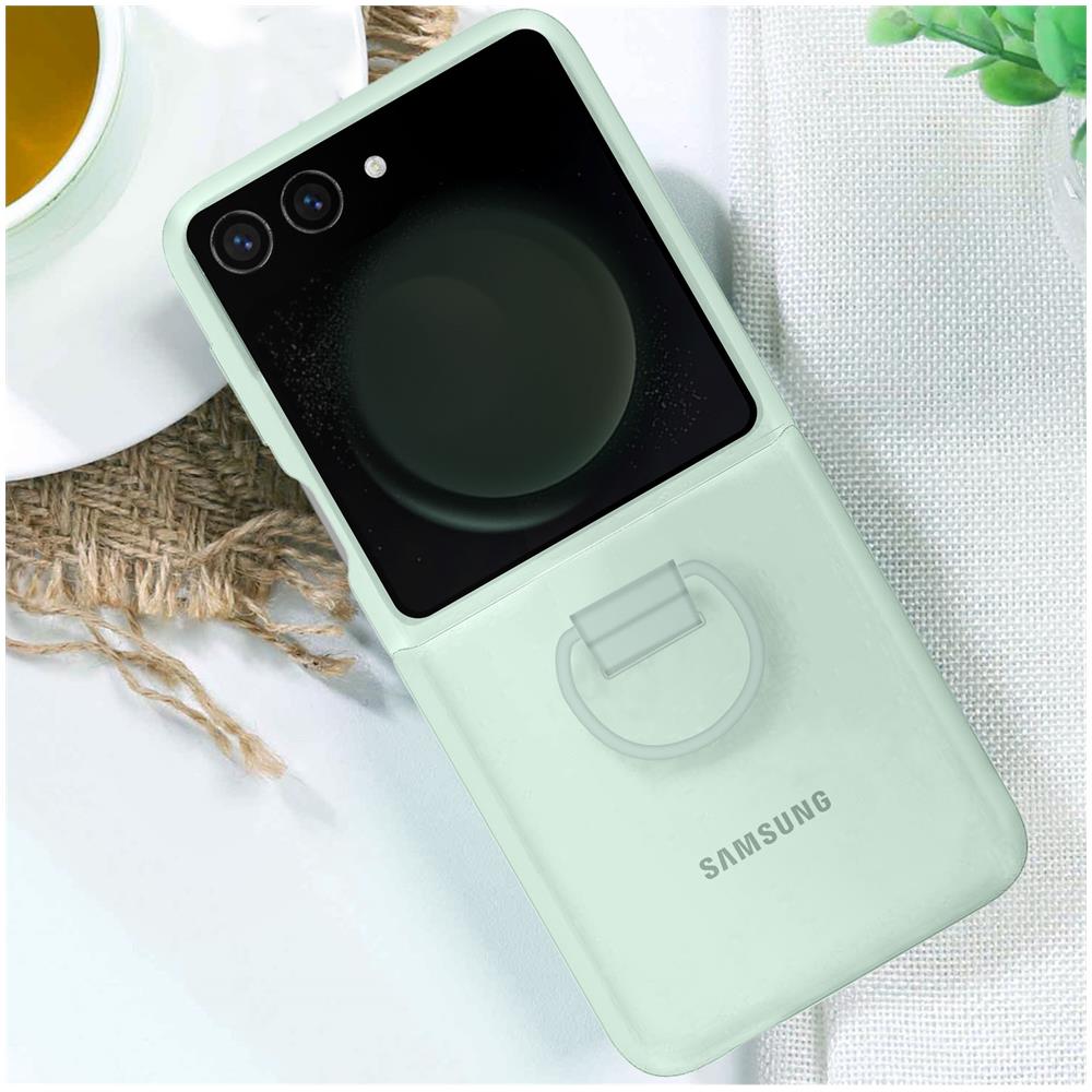 Case With Ring Originale Per Samsung Galaxy Z Flip5 In Silicone Mint - Foto 2