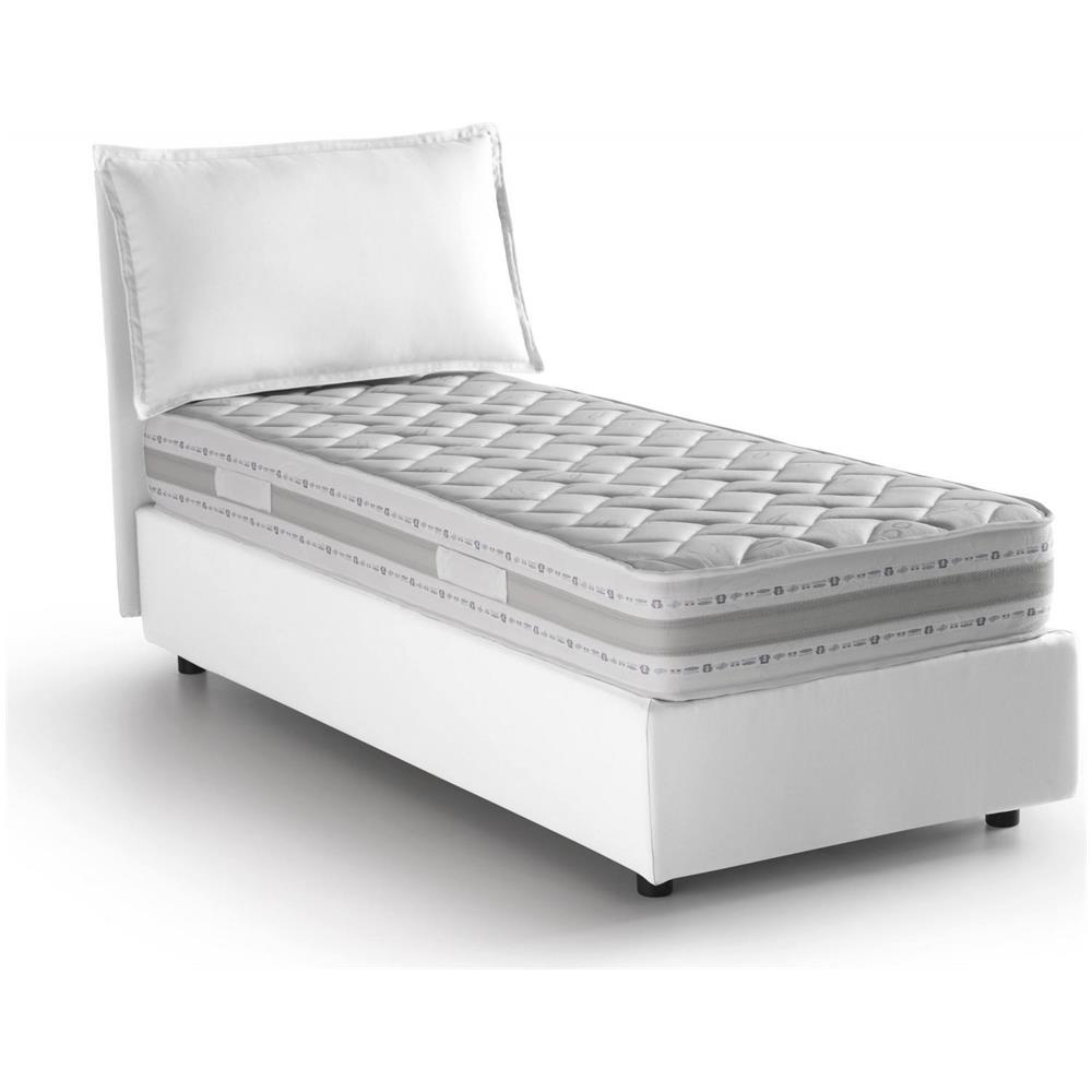 TALAMO ITALIA Letto Singolo Evelyn Letto Contenitore Con Rivestimento In Tessuto 100% Made In Italy Apertura Frontale Adatto Per Materasso Cm 90x200 Bianco TH10978