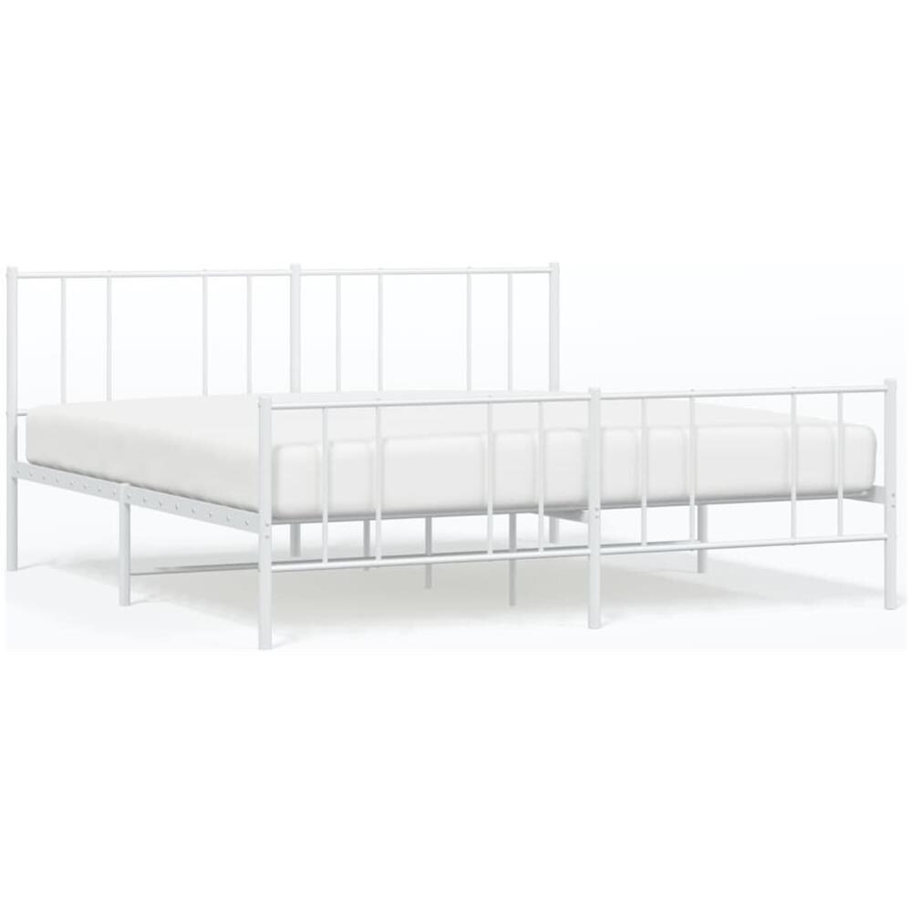 Giroletto Con Testiera E Pediera Metallo Bianco 193x203 Cm - Foto 2