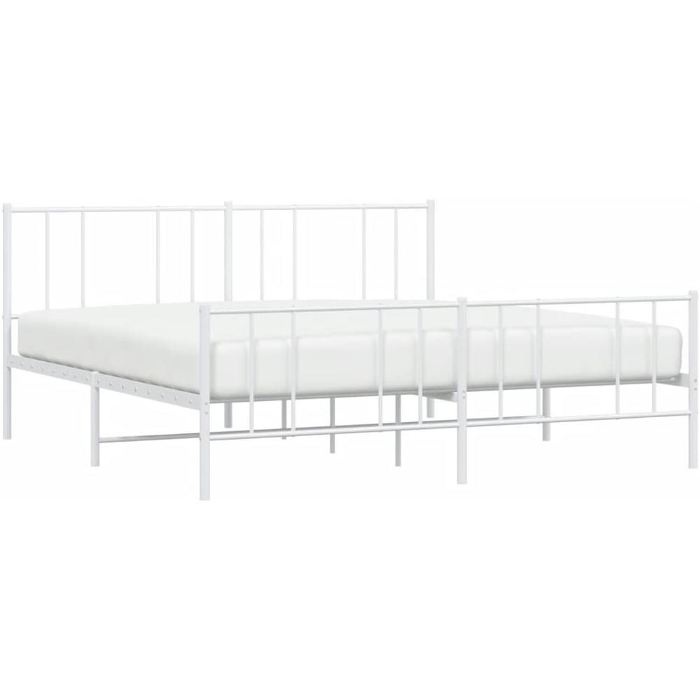 Giroletto Con Testiera E Pediera Metallo Bianco 193x203 Cm - Foto 3