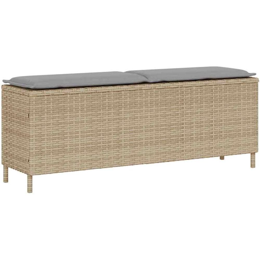 Panca da Giardino con Cuscino Beige 110x30x40,5cm in Polyrattan - Foto 1