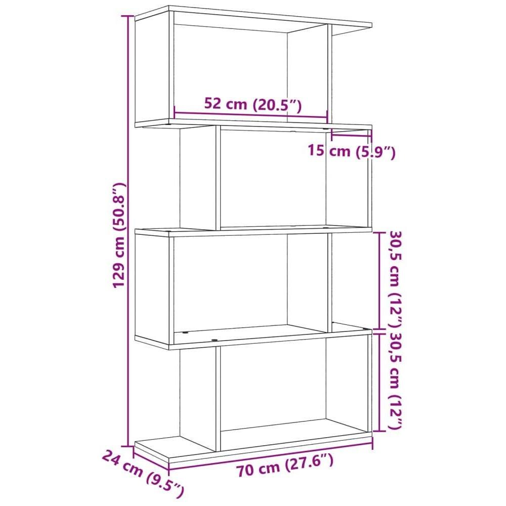 Libreria Divisorio 4 Ripiani Bianca 70x24x129 cm in Truciolato - Foto 10