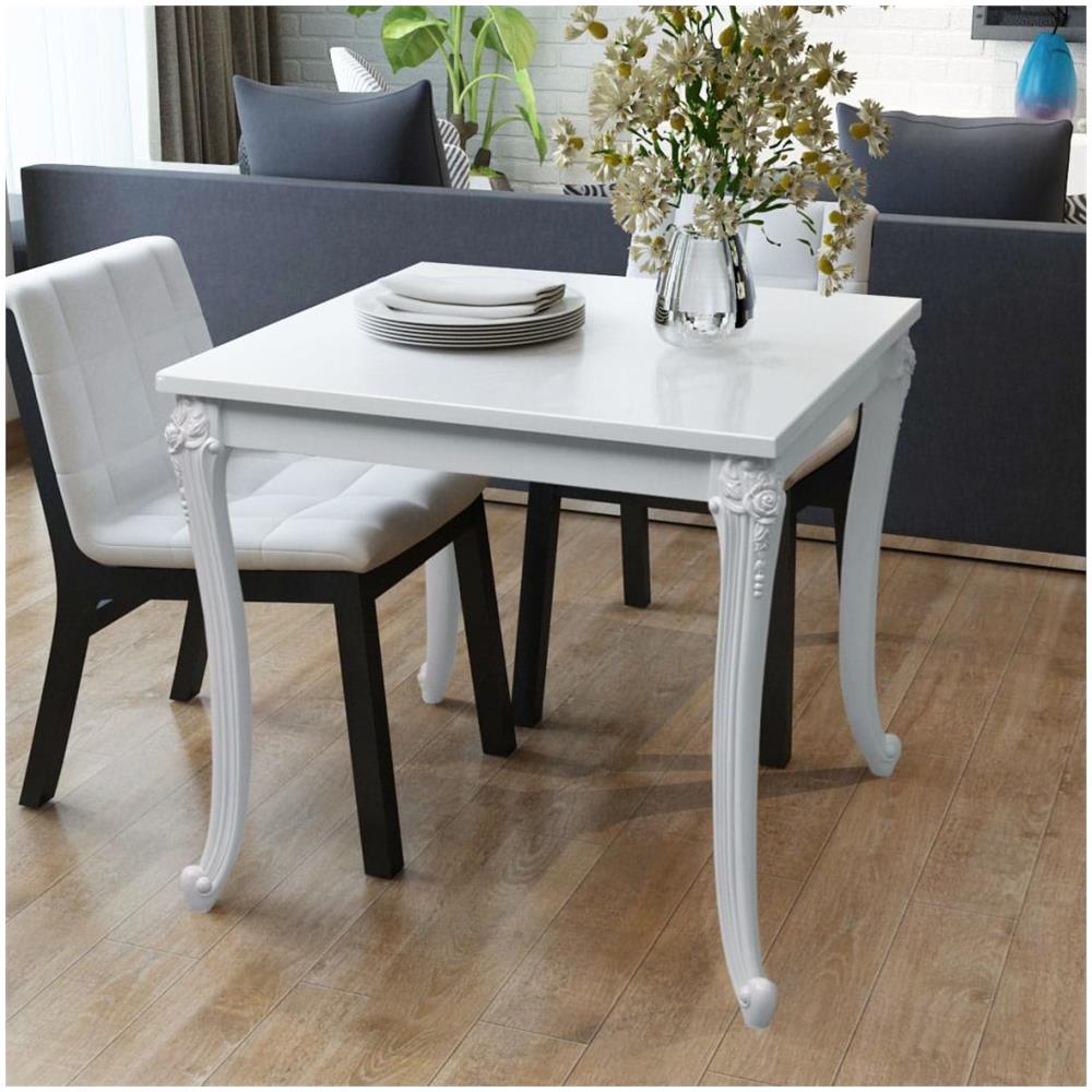 Tavolo Da Pranzo 80x80x76 Cm Alto Bianco Lucido - Foto 2