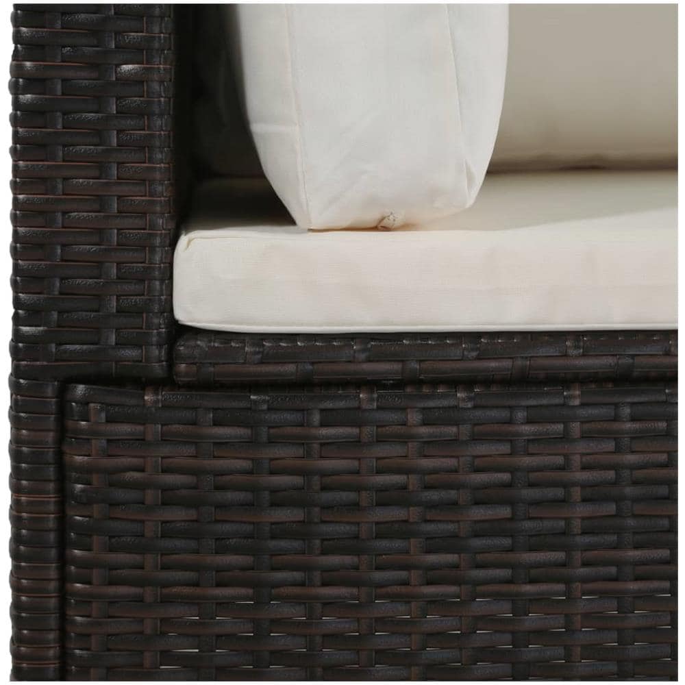 Set Divani da Giardino 4 pz con Cuscini in Polyrattan Marrone - Foto 2