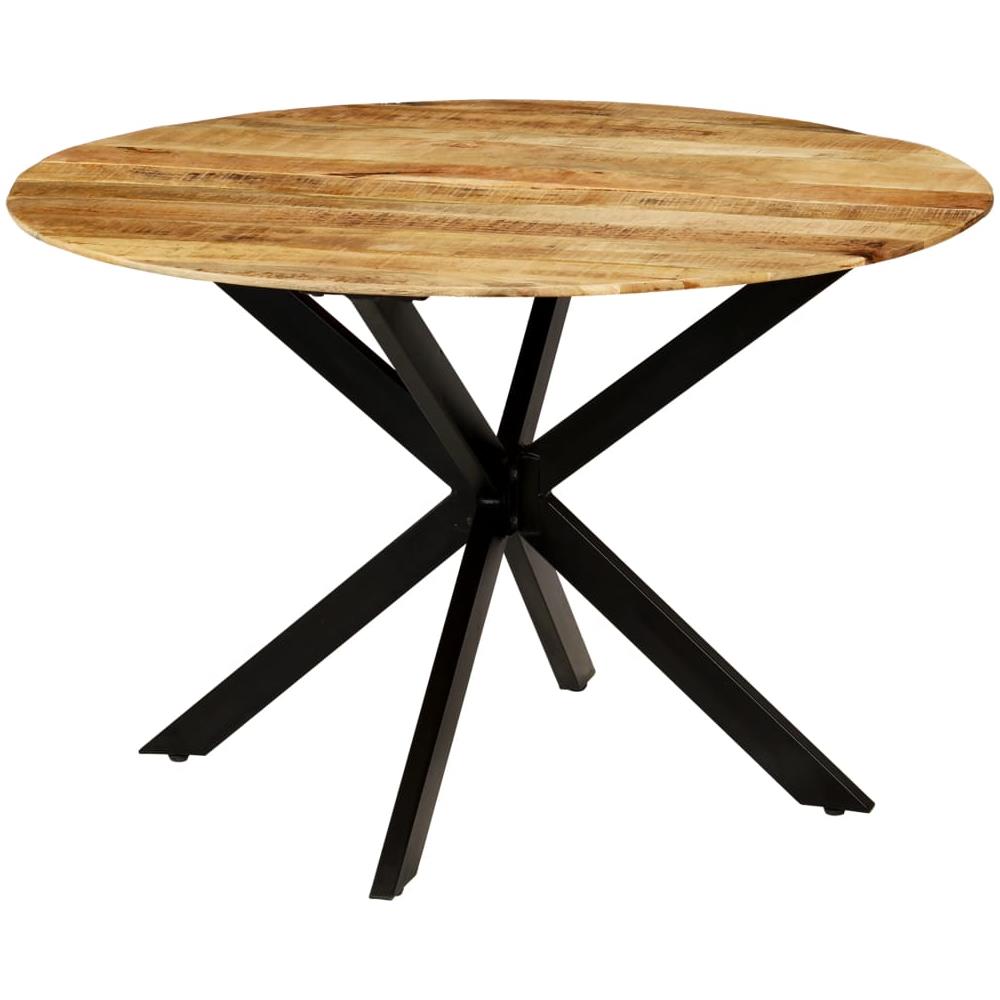 Tavolo Da Pranzo In Massello Di Mango Grezzo E Acciaio 120x77cm - Foto 1