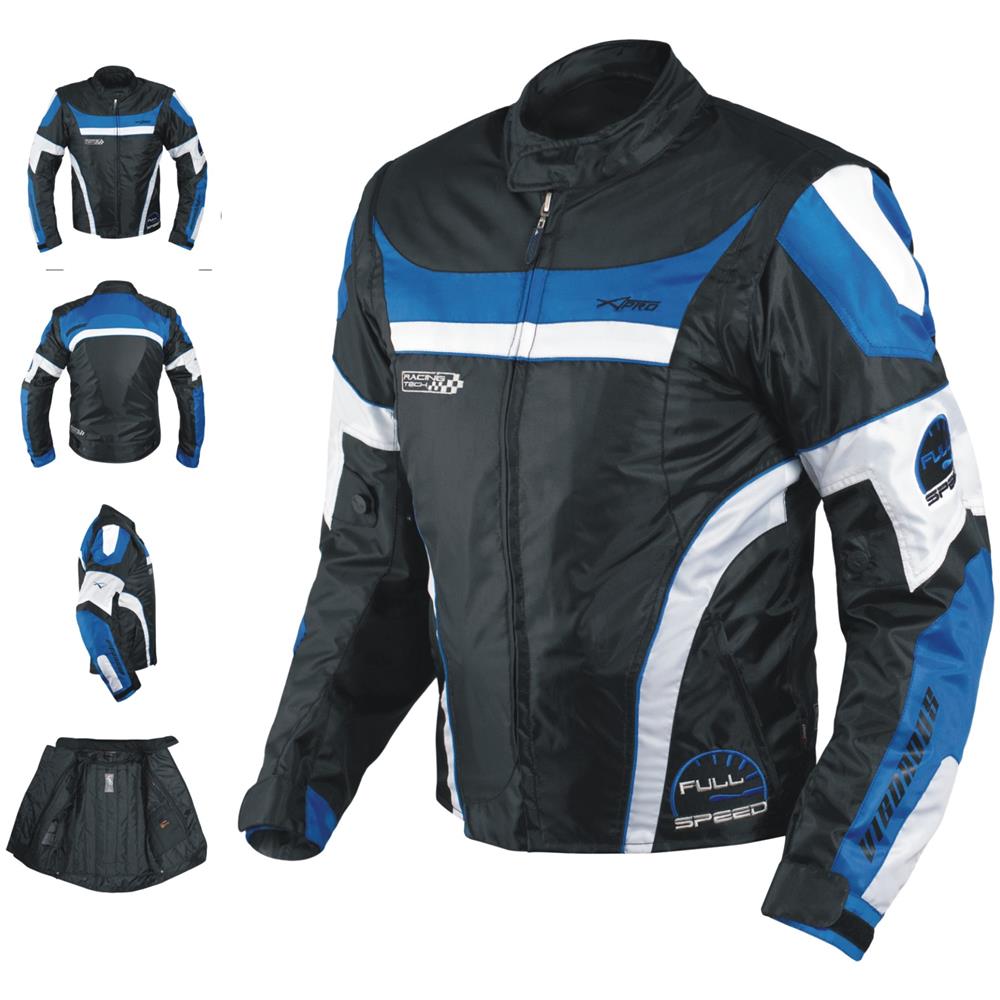 Giacca Moto Manica Staccabile Tessuto Protezioni Ce Sfoderabile Gilet Blu L - Foto 1