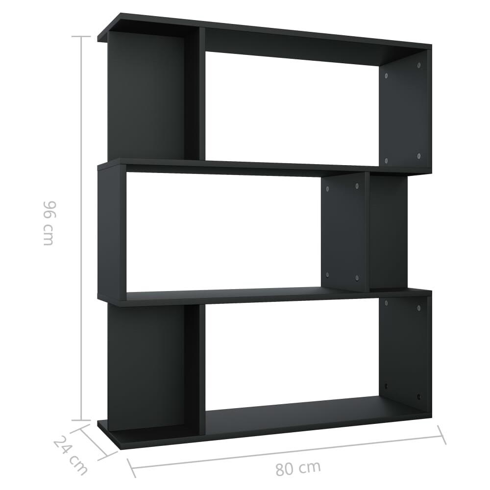 Libreria /Divisorio Nero 80x24x96 cm in Legno Multistrato - Foto 8