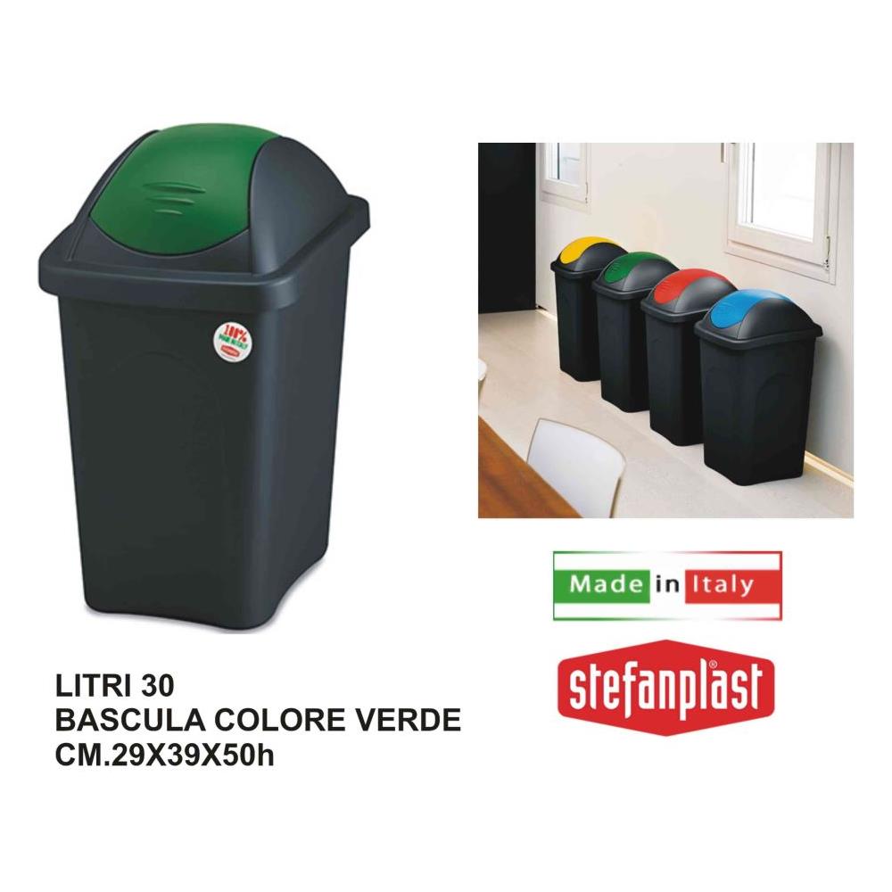 Pattumiera Basculante Lt. 30 Nero / cop. Verde - Foto 1