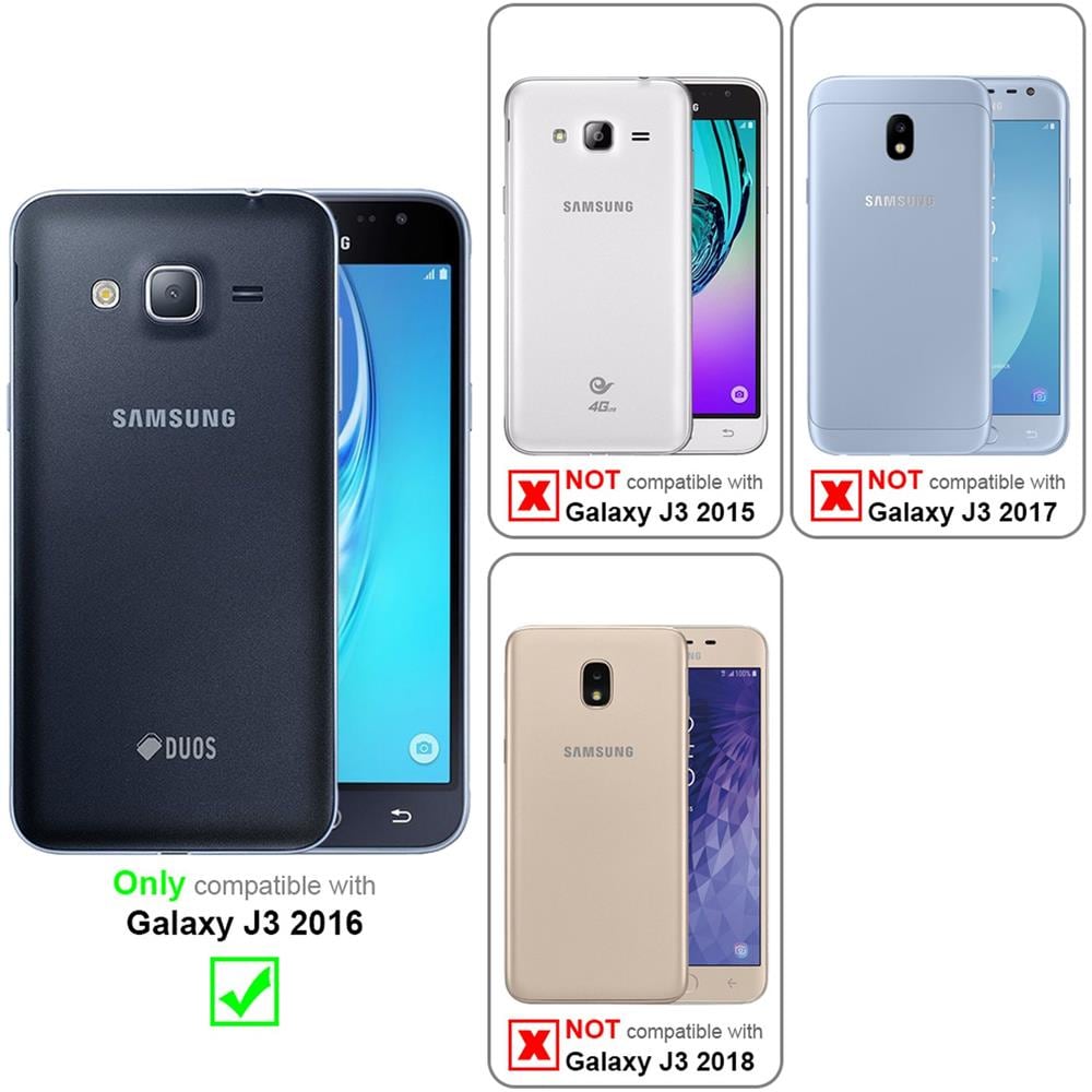 Catena Di Telefoni Cellulari Compatibile Con Samsung Galaxy J3 / J3 Duos 2016 In Blu Notte - Coperchio Protettivo In Silicone Con Anelli D'argento, Cinturino In Corda E Custodia Staccabile - Foto 2