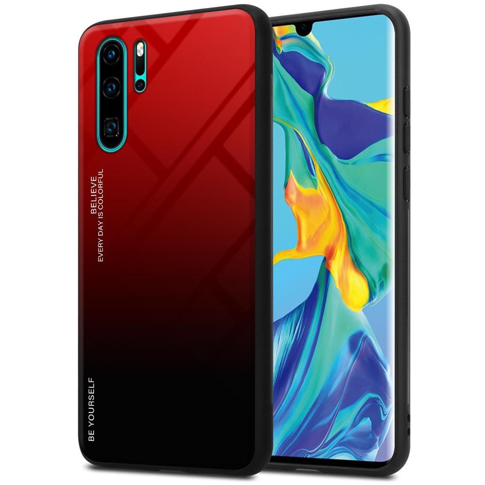 Custodia Compatibile Con Huawei P30 Pro In Rosso - Nero - Coperchio Protettivo Bicolore In Vetro Temperato E Silicone Tpu - Foto 1