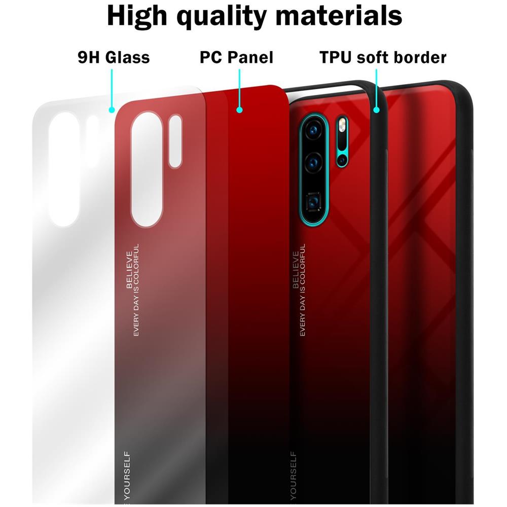 Custodia Compatibile Con Huawei P30 Pro In Rosso - Nero - Coperchio Protettivo Bicolore In Vetro Temperato E Silicone Tpu - Foto 7