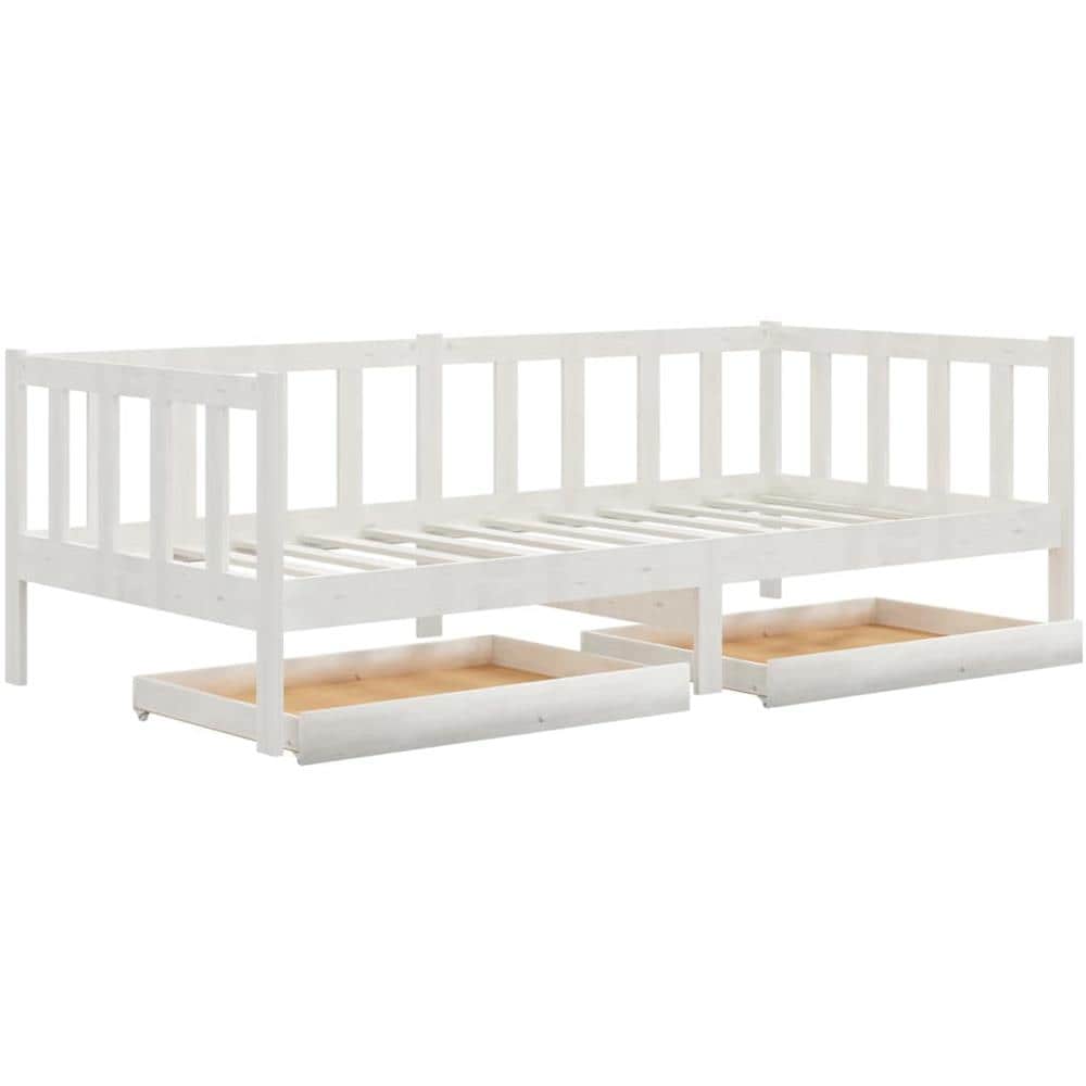 Divano Letto Con Cassetti 90x200 Cm Bianco In Massello Di Pino - Foto 2