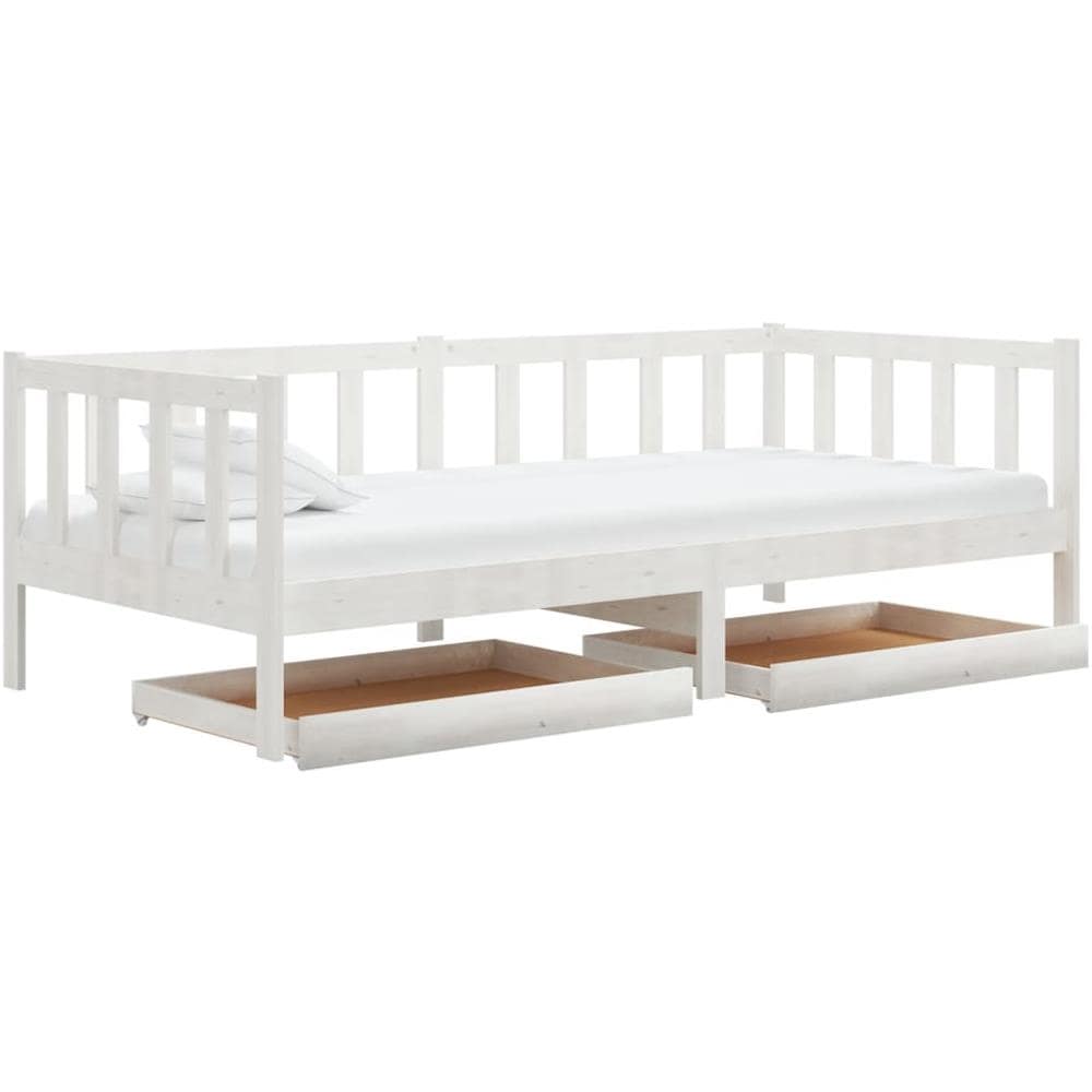 Divano Letto Con Cassetti 90x200 Cm Bianco In Massello Di Pino - Foto 3