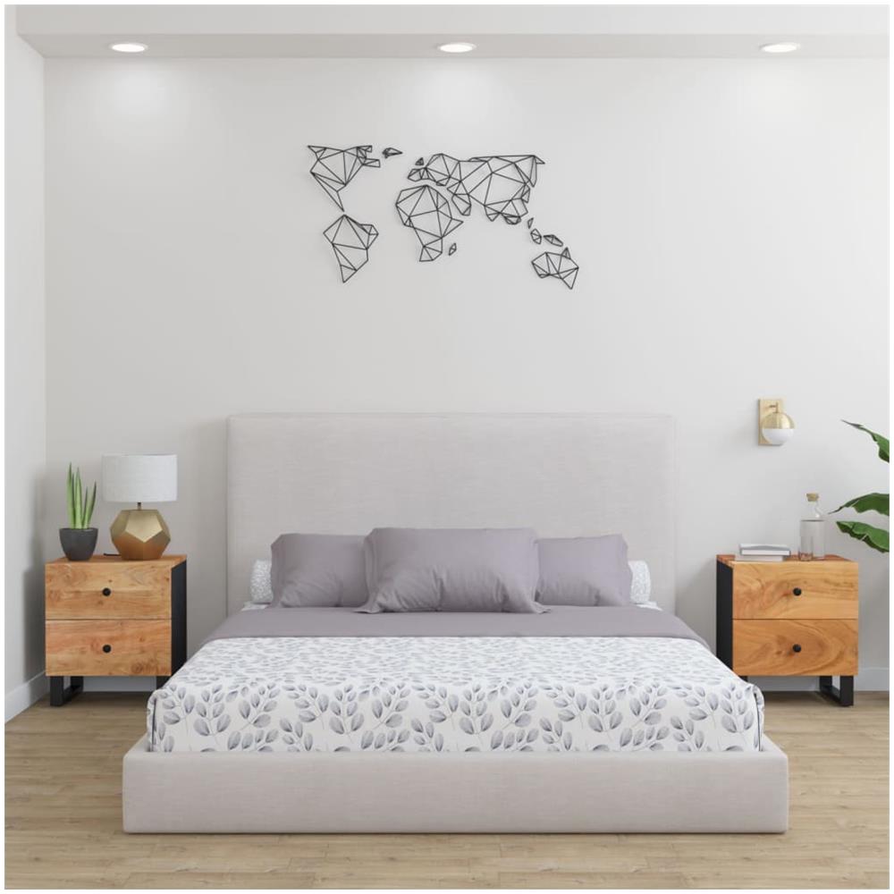 Comodini 2pz 40x33x46 Cm In Legno Massello Di Acacia - Foto 1