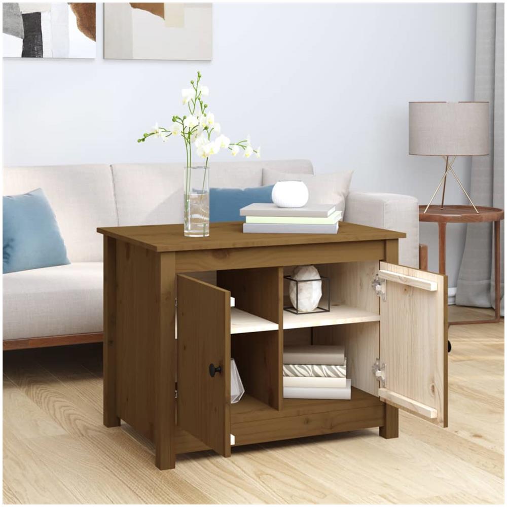 Tavolino Da Salotto Miele 71x49x55 Cm In Legno Massello Di Pino - Foto 3