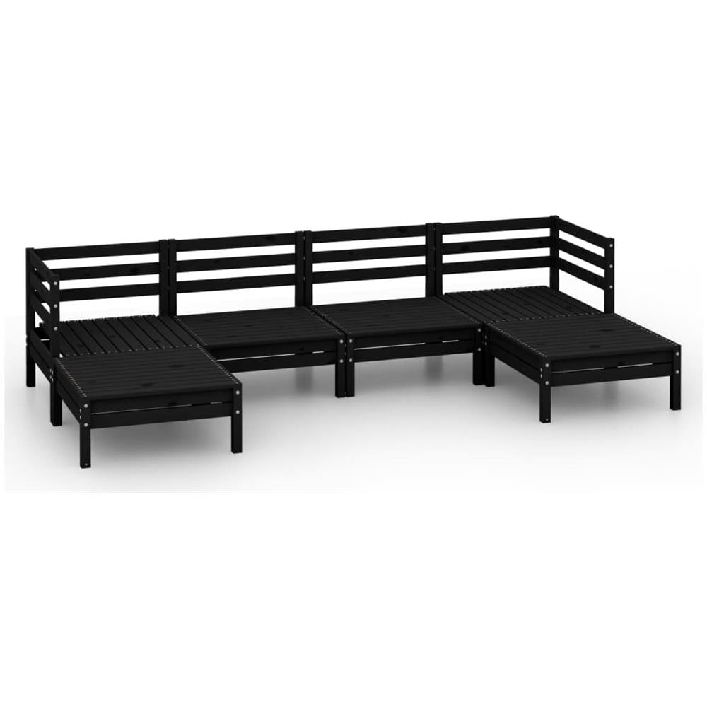 Set Divani Da Giardino 6 Pz Nero In Legno Massello Di Pino - Foto 1