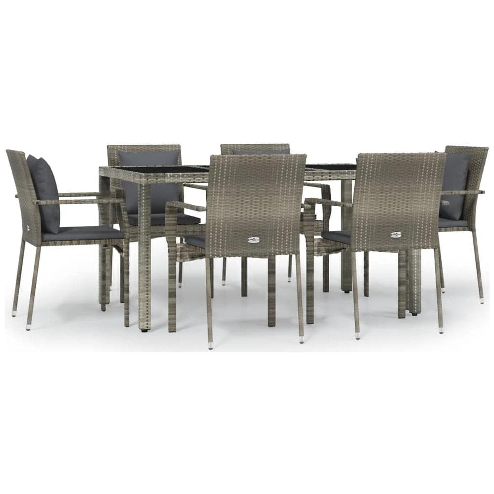 Set Divani Da Giardino 7 Pz Con Cuscini In Polyrattan Grigio - Foto 2