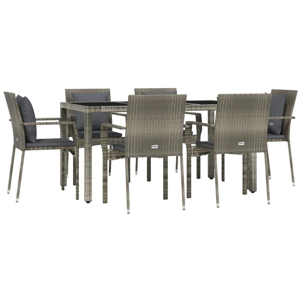 Set Divani Da Giardino 7 Pz Con Cuscini In Polyrattan Grigio - Foto 3