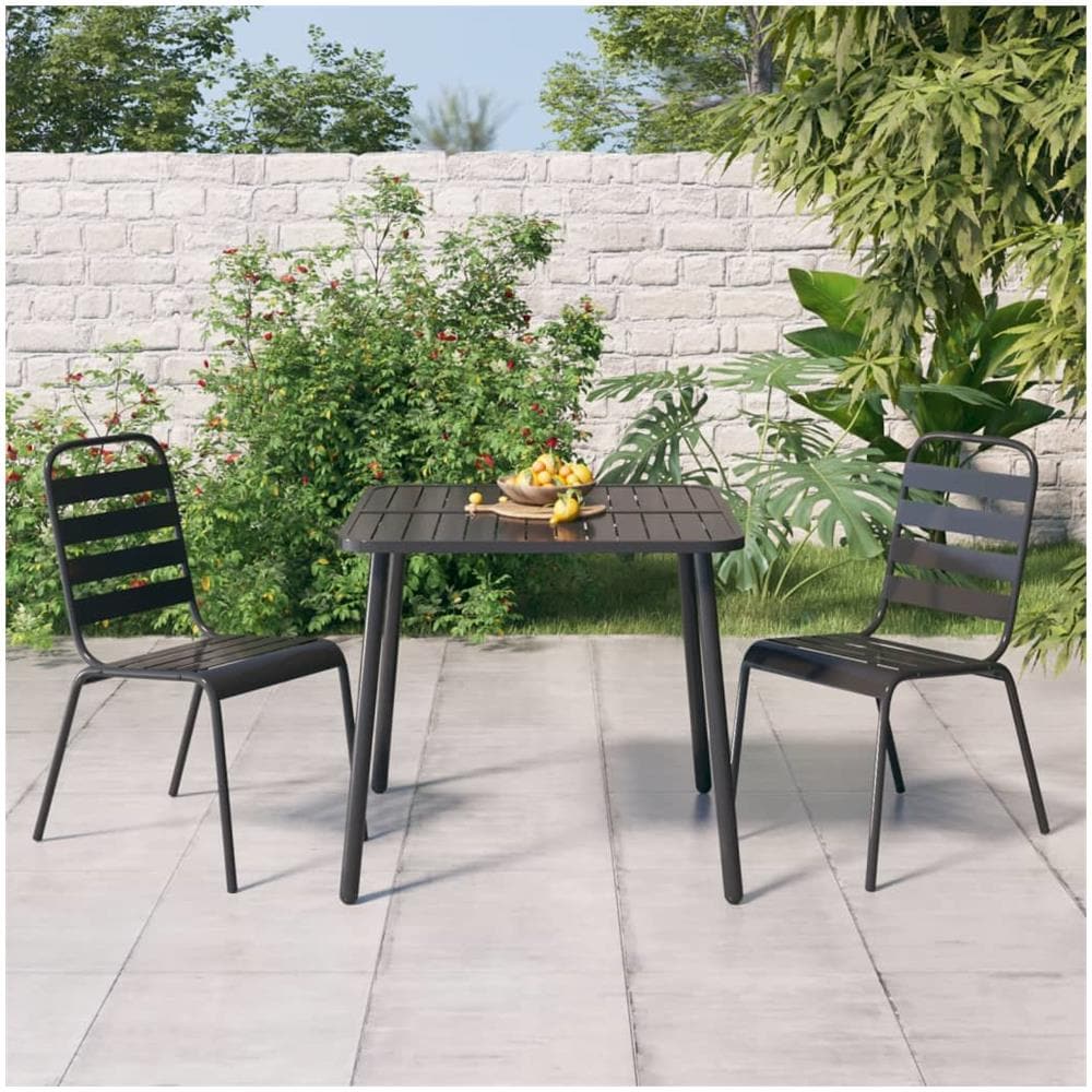 Set Da Pranzo Da Giardino 3 Pz In Acciaio Antracite - Foto 1