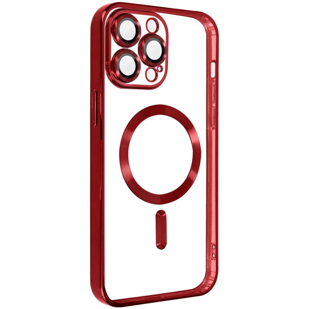 Cover Magsafe Per Iphone 13 Pro Max Silicone Protezione Fotocamera Bordo Rosso - Foto 2