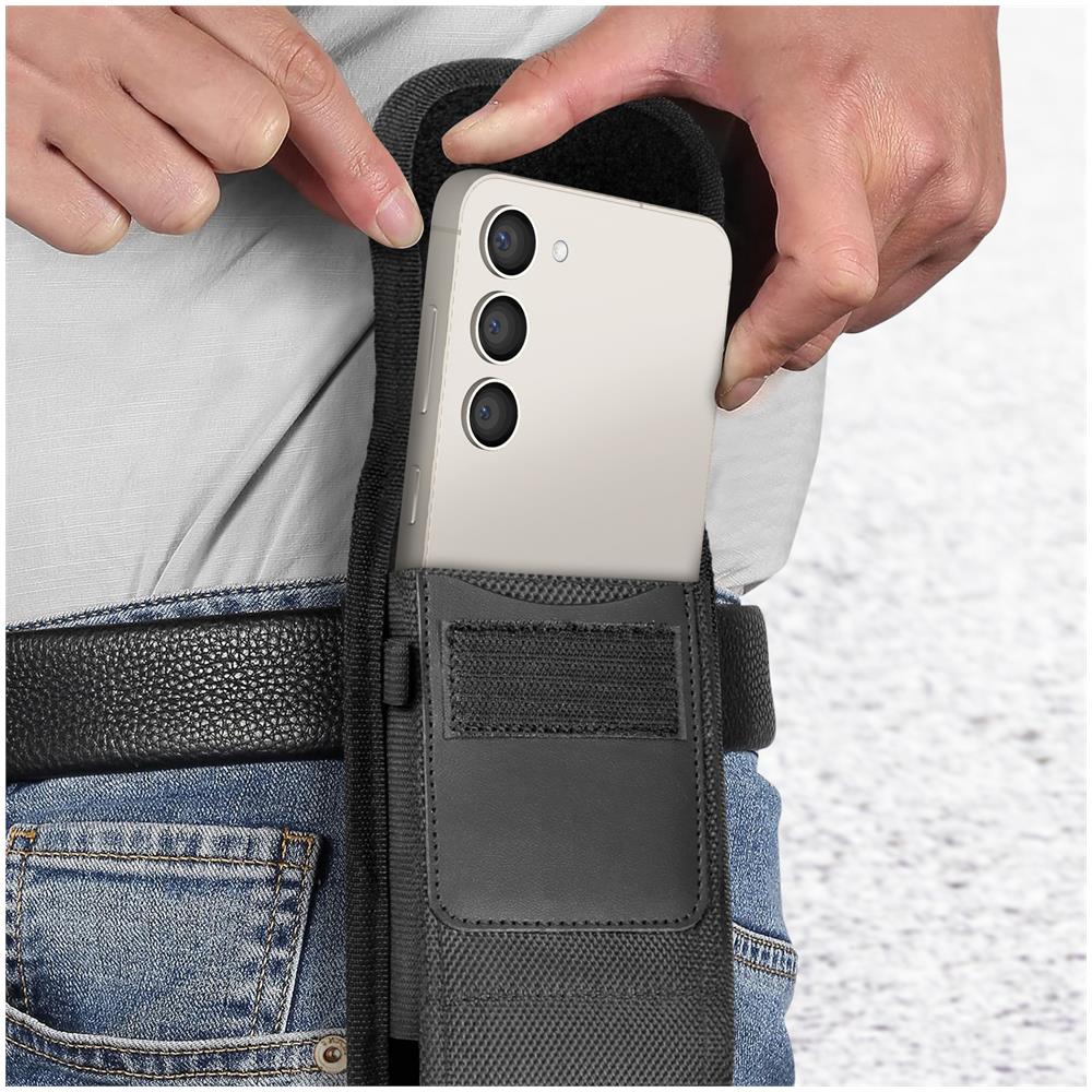 Custodia Cintura Verticale Per Smartphone Nylon Clip Moschettone Taglia L Nera - Foto 5