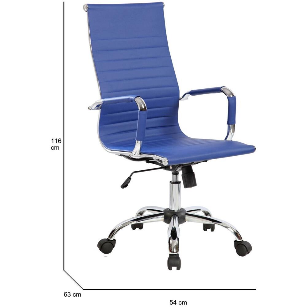 Sedia Con Ruote Attilia, Poltrona Direzionale Con Braccioli, Sedia Ergonomica Da Ufficio, Blu, 63x54h106/116 Cm - Foto 2