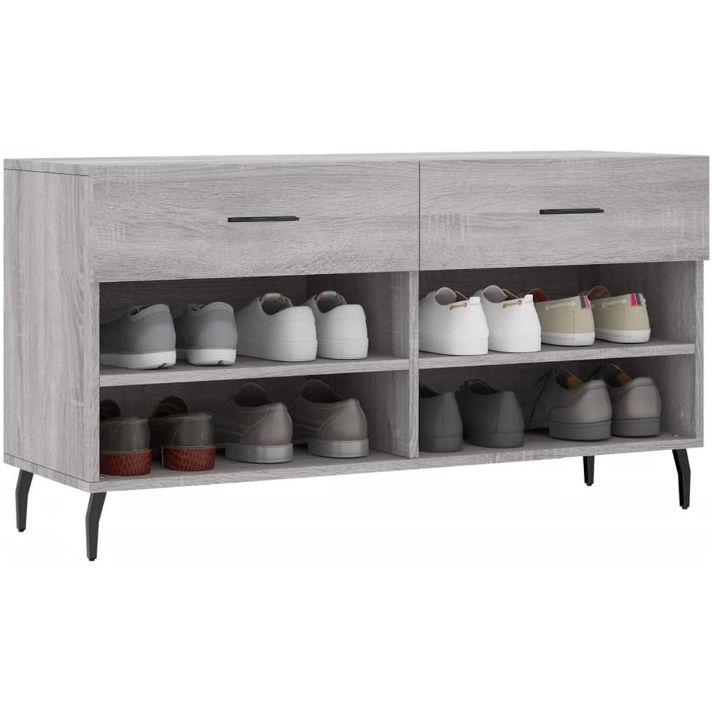 Panca Porta Scarpe Grigio Sonoma 102x35x55 Cm Legno Multistrato - Foto 10