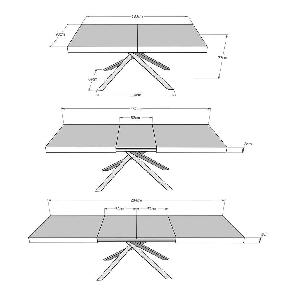Tavolo allungabile 90x180/284 cm Karida Evolution bianco frassino telaio antracite - Foto 4