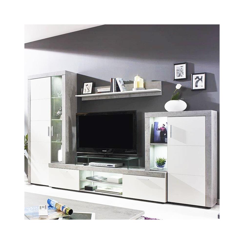Argonauta parete attrezzata soggiorno grigio bianco l. 291xp41xh ... Parete attrezzata salotto