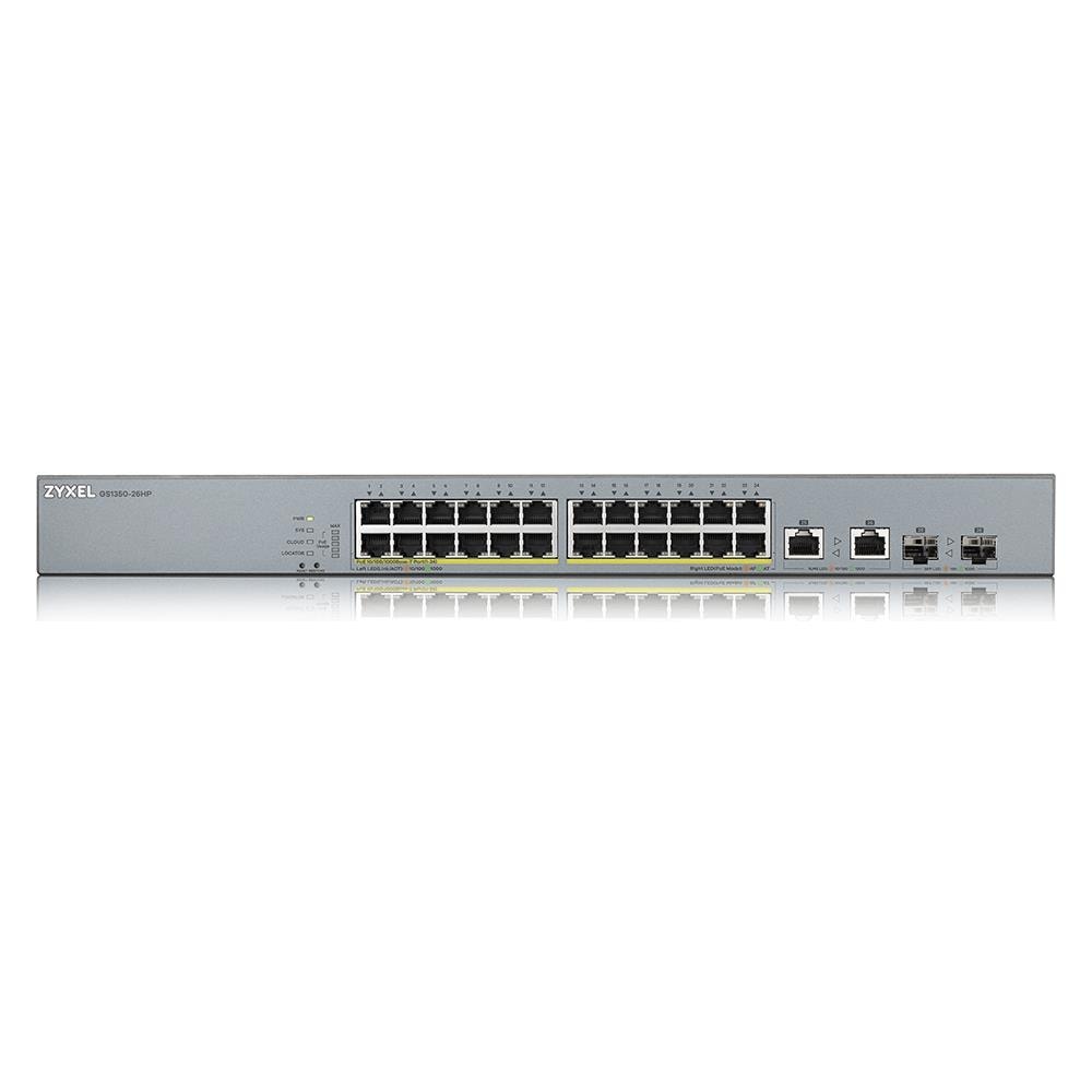 Switch GS1350-26HP 24 Porte Ethernet PoE 10 / 100 / 100 Mbps RJ45 con 2 Porte Combo Gigabit Uplink Managed - Foto 1