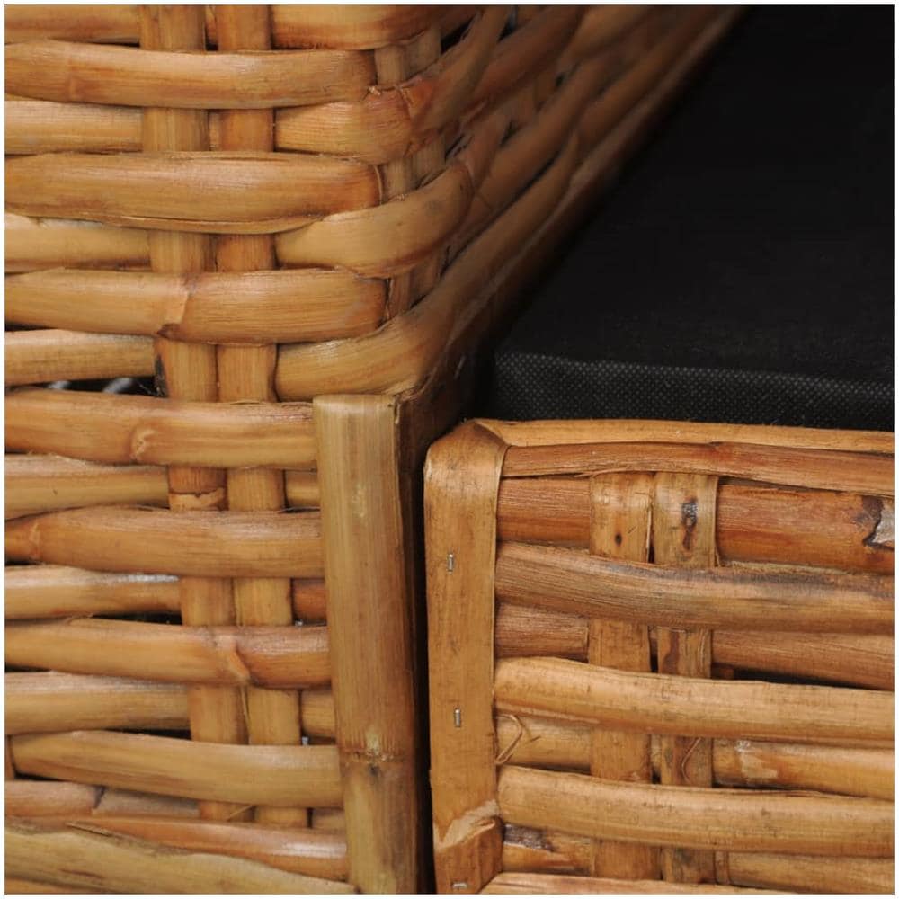 Divano a 2 Posti con Cuscini Marrone in Rattan Naturale 155 x 78 x 66 cm - Foto 2