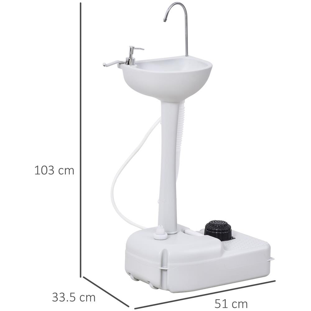 Lavabo Portatile Da Campeggio Con 2 Ruote, Maniglia, Serbatoio Acqua 17l E Serbatoio Sapone 3.5l - Foto 8