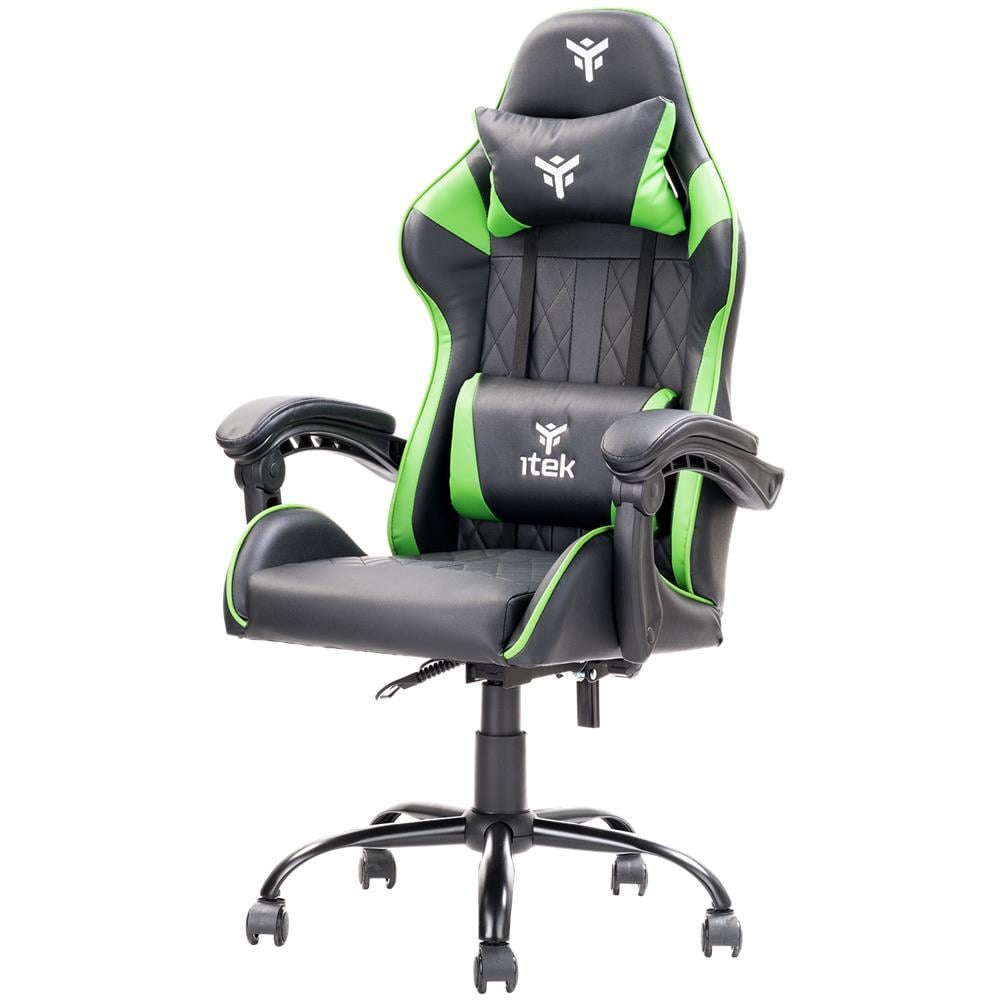 SEDIA GAMING RHOMBUS PF10 - PVC, Doppio Cuscino, Schienale Reclinabile, Nero Verde (ITCGPF10BG) - Foto 1