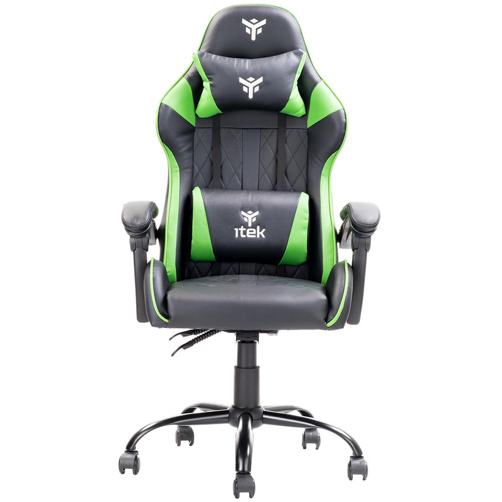 SEDIA GAMING RHOMBUS PF10 - PVC, Doppio Cuscino, Schienale Reclinabile, Nero Verde (ITCGPF10BG) - Foto 2