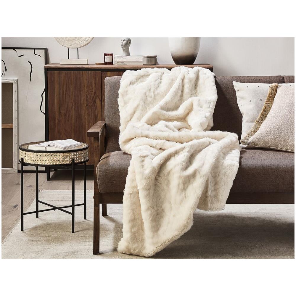 Coperta Di Plaid 150 X 200 Cm Bianca Tourza - Foto 2