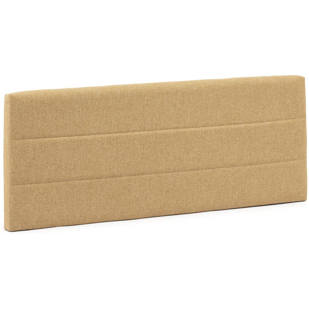 Testiera Rivestita In Tela Miconos 160x60 Cm Color Senape Ricamo Orizzontale, 8 Cm Di Spessore, Include Hardware Per Il Fissaggio Alla Parete - Foto 1
