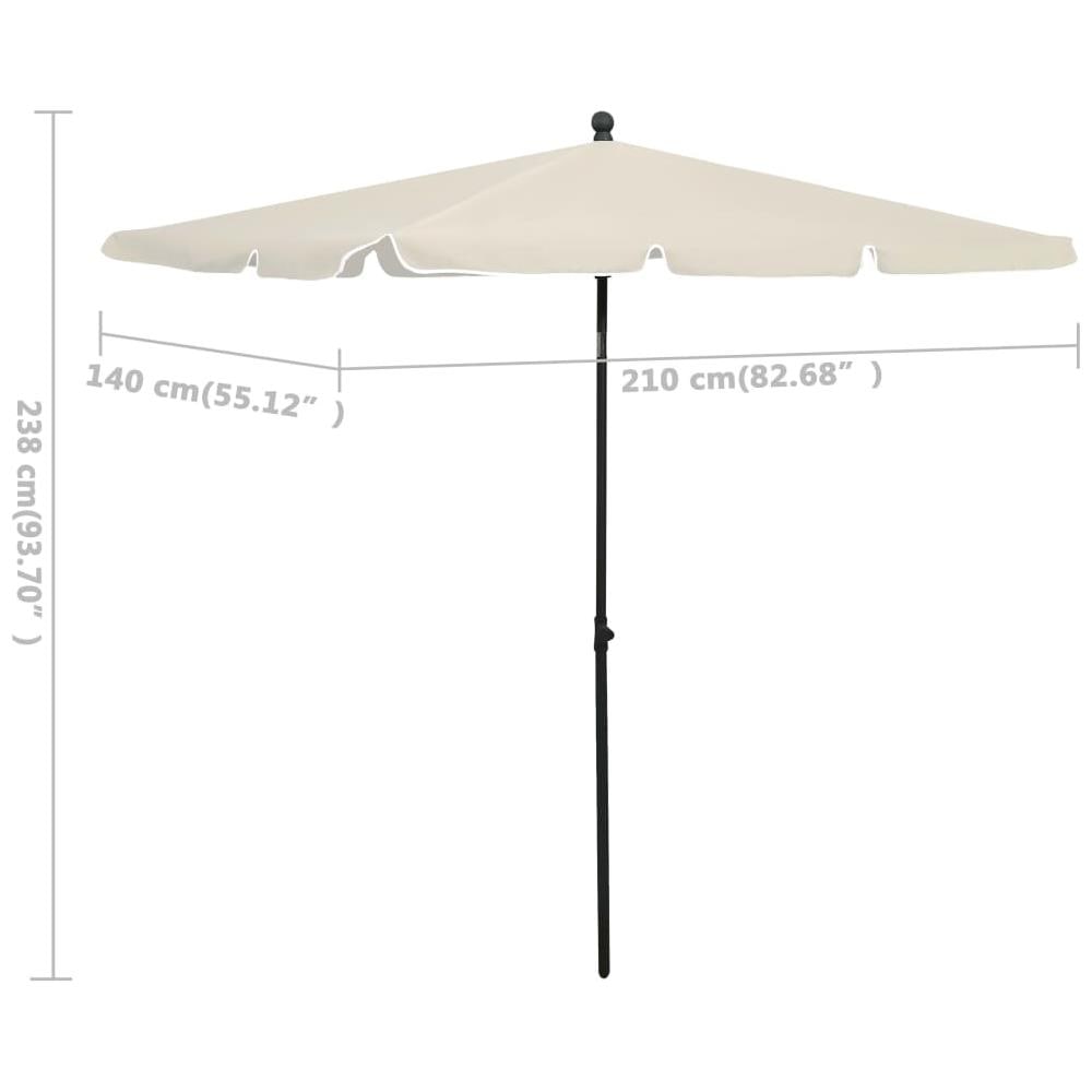 Ombrellone da Giardino con Palo 210x140 cm Sabbia - Foto 5