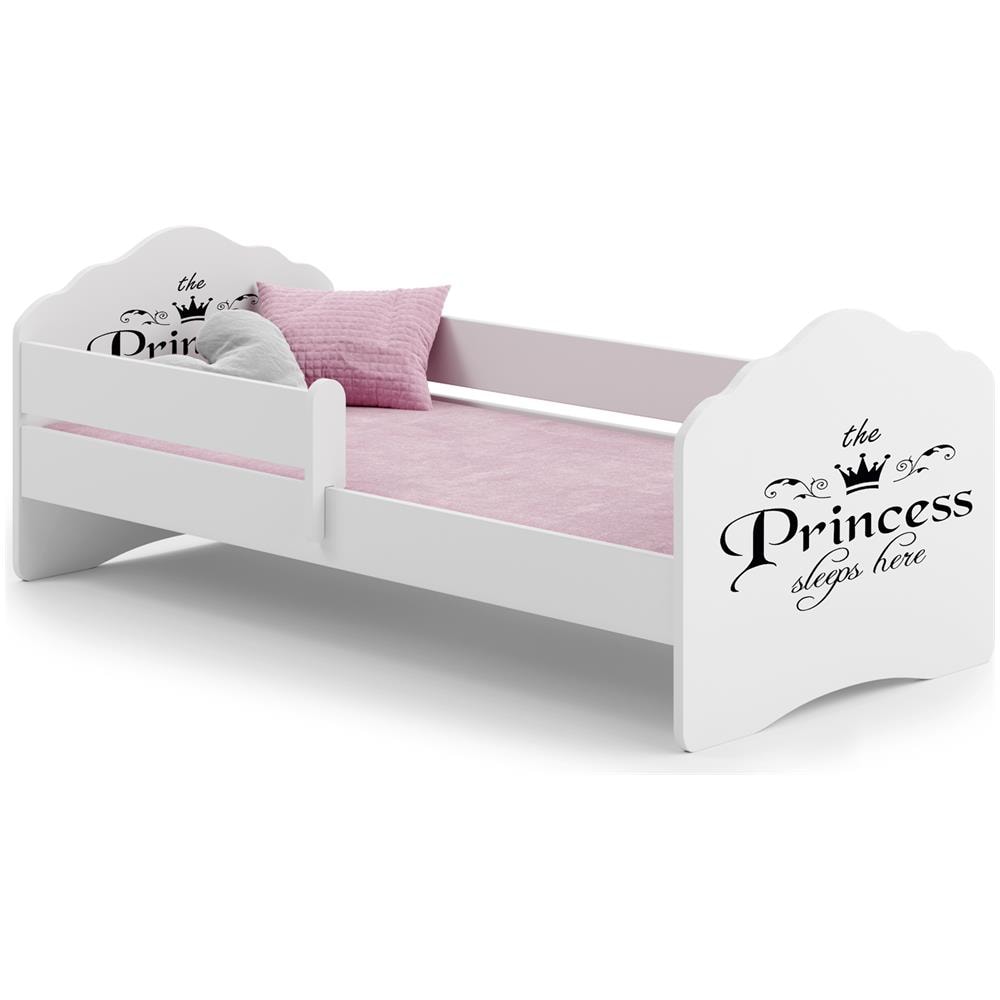 Fala 160x80 Letto Per Bambino Con Ringhiera + Materasso E Giroletto Sleeping Princess Black - Foto 1