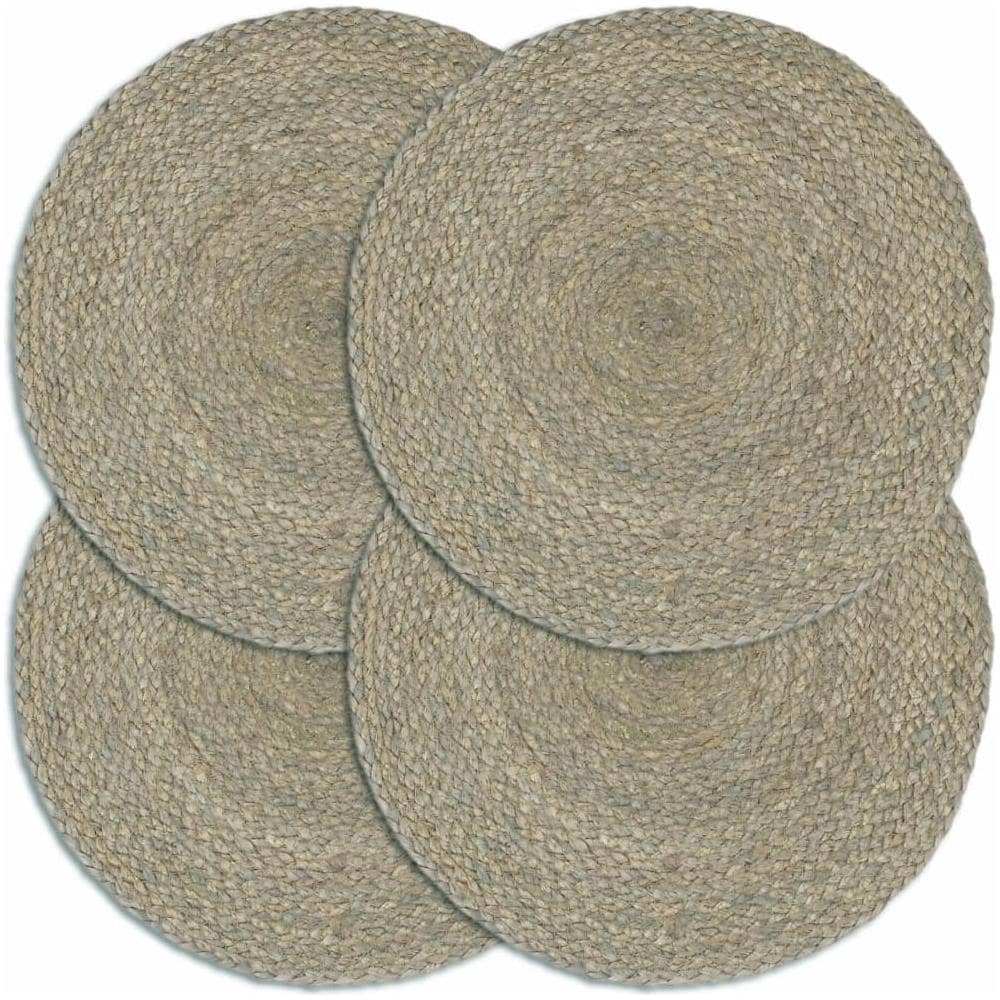 Tovagliette 4 pz Grigio Neutro 38cm Rotonde in Juta - Foto 1
