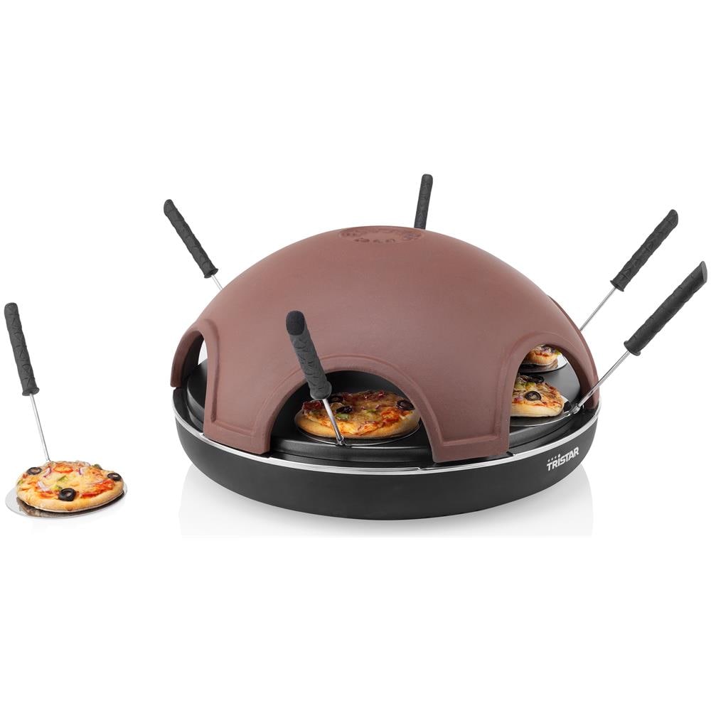 PZ-9156 Forno per Mini Pizza Pizza 6 Persone 1200W con Cupola in Terracotta - Set Completo con Palette - Foto 2