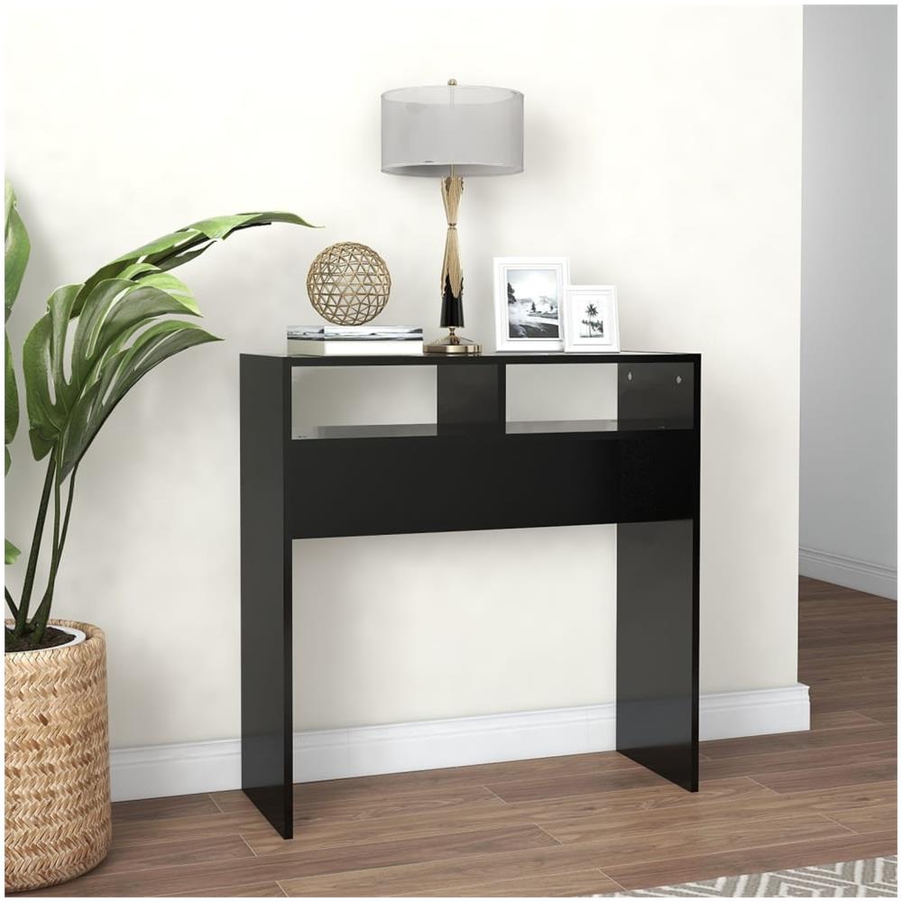 Tavolino Consolle Nero 78x30x80 cm in Legno Multistrato - Foto 3