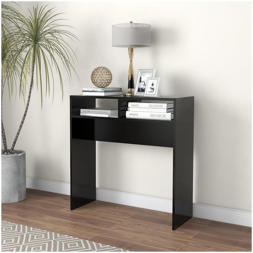 Tavolino Consolle Nero 78x30x80 cm in Legno Multistrato - Foto 1
