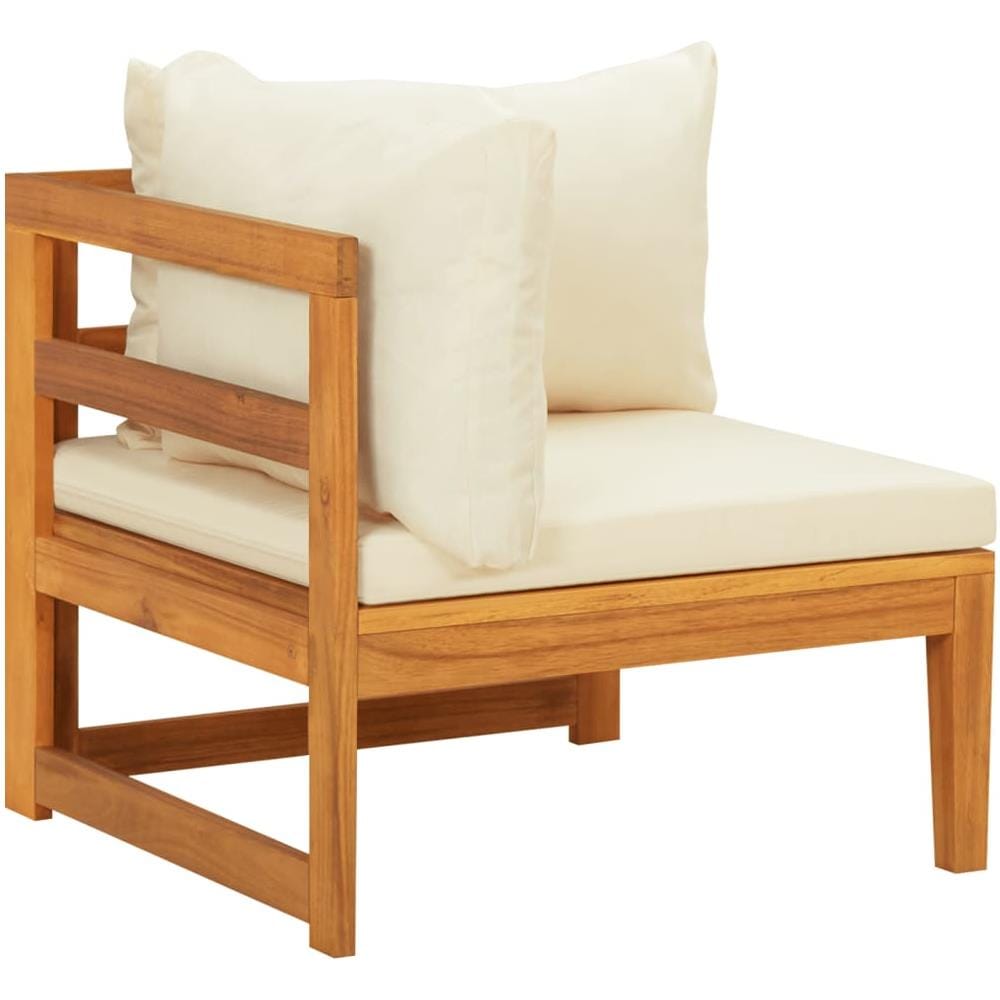 Divano Angolare con Cuscini Bianco Crema in Massello di Acacia - Foto 2