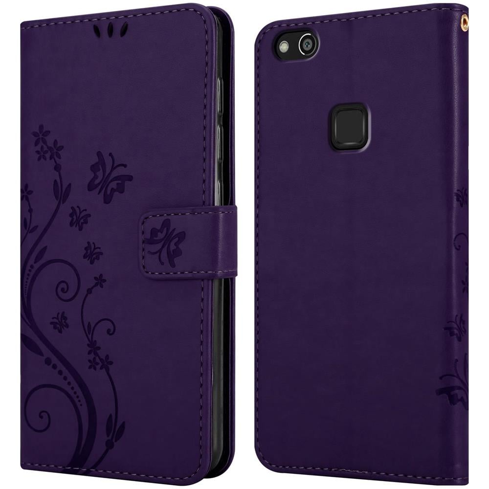 Cadorabo Custodia Compatibile Con Huawei P10 Lite In Lilla Scuro Fiore - Coperchio Protettivo In Design Floreale Con Chiusura Magnetica, Funzione Stand E Slot Per Carte - Foto 8